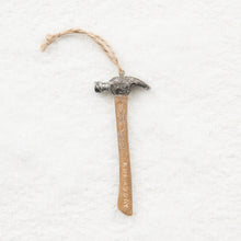 Load image into Gallery viewer, hammer christmas ornament with #demoday etching
